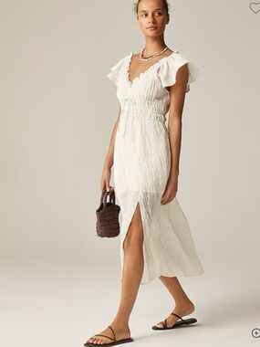J. Crew Palermo dress in viscose-blend crinkle in Natural size Small. NWT